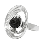 Anillo adaptable con bola de lava volcánica, otra vista
