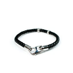 Load image into Gallery viewer, Black leather bracelet hook closure