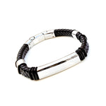 Load image into Gallery viewer, Braided leather and steel bracelet