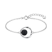 Sterling silver oval lava bracelet