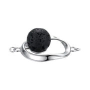 Sterling silver oval lava bracelet, another view