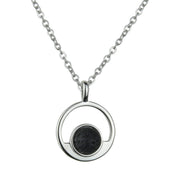 Sterling silver pendant with volcanic lava circle