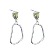 Pendientes de plata con olivina engarzada