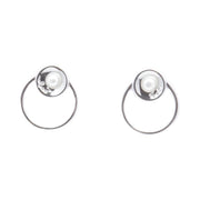 Pendientes de plata con perla y círculo