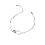 Pulsera de plata con olivina en doble rombo