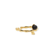 Gold plated steel ring with lava