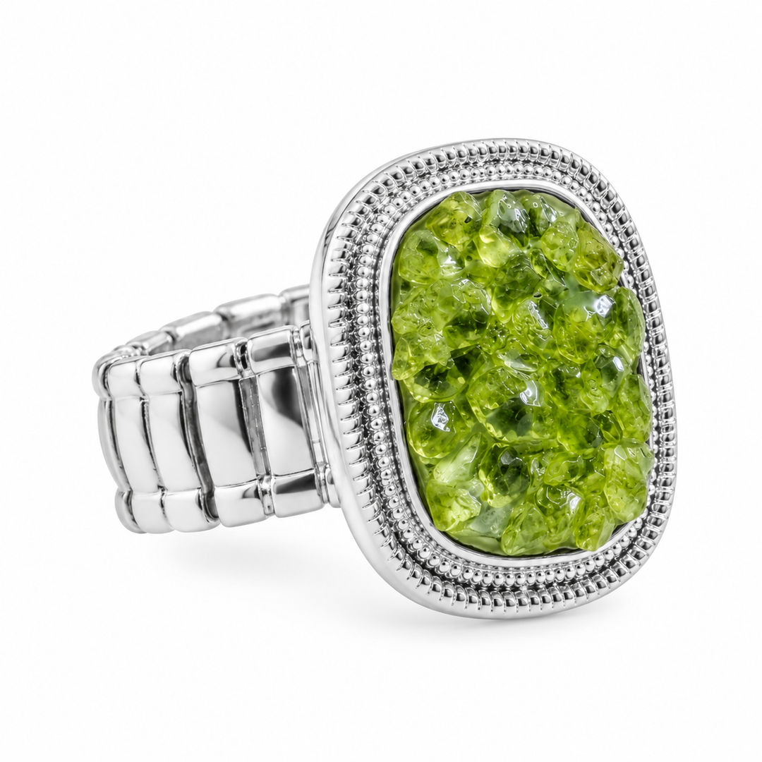Adjustable peridot medallion ring