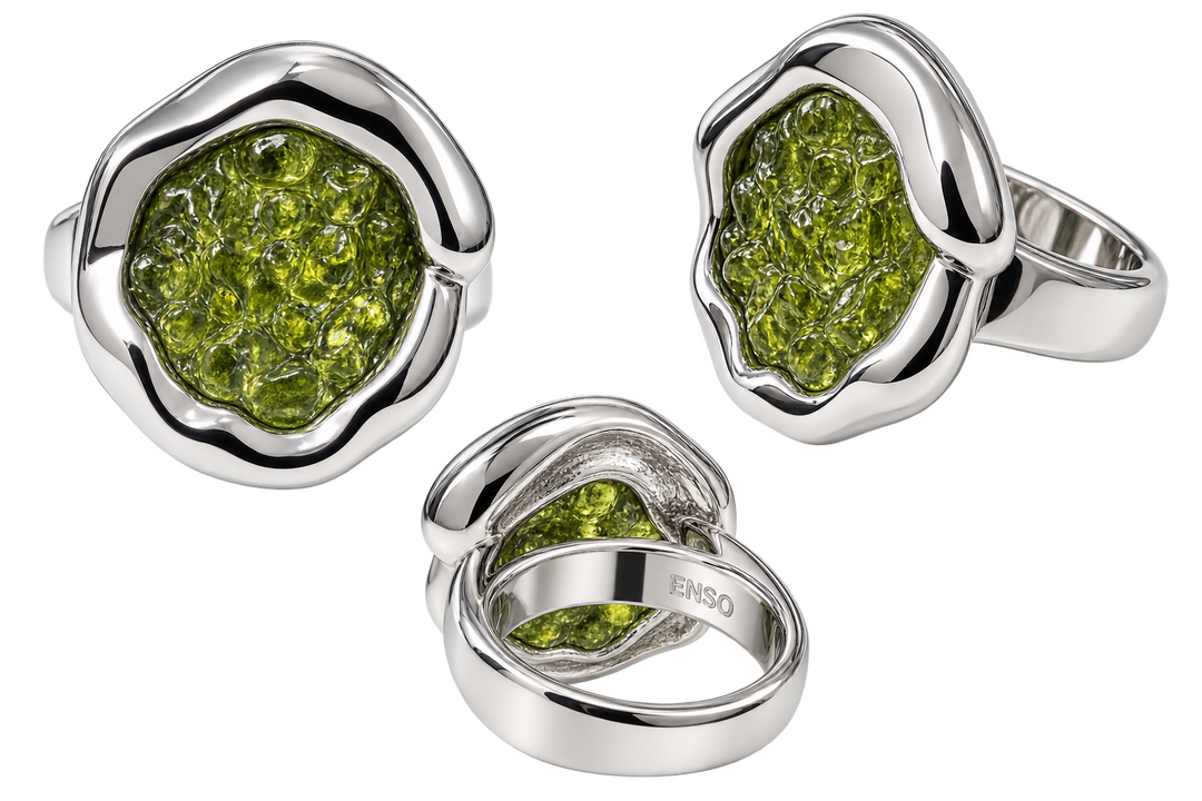 Olivin-Zamak-Ring anpassbar rund p