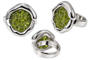 Bague ronde adaptable en zamak et olivine