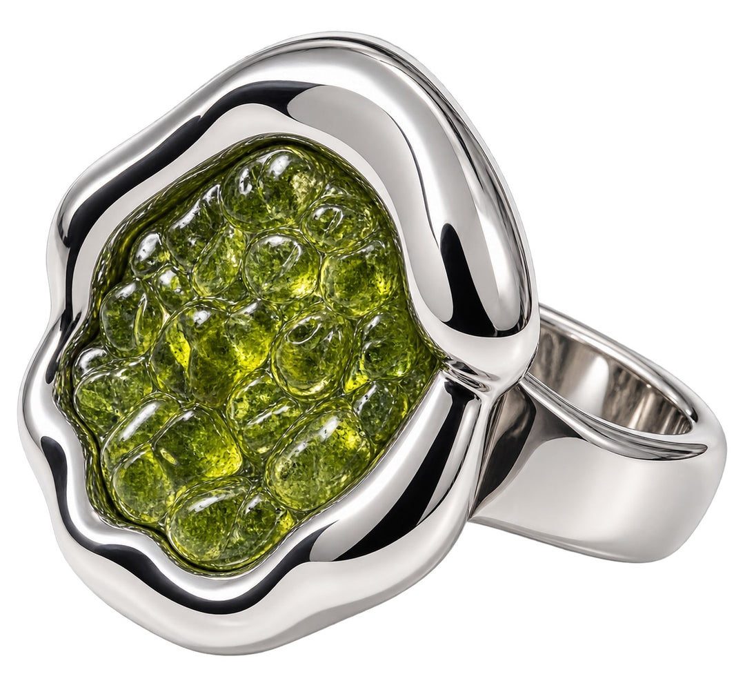 Olivin-Zamak-Ring anpassbar rund p
