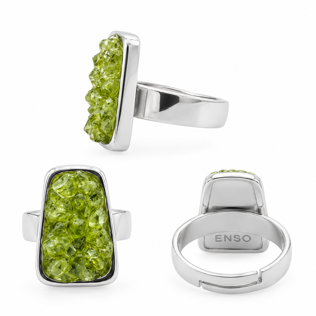 Anpassbarer Ring aus Olivin von Roque García