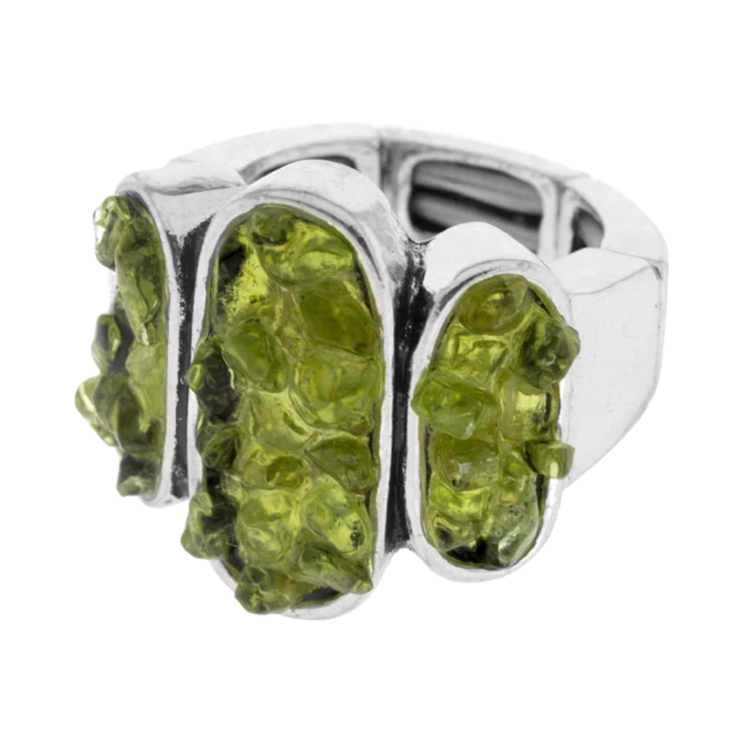 Anillo elástico con chips de olivina