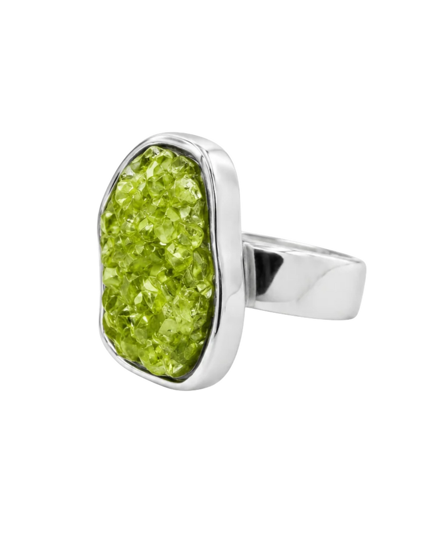 Regulowany pierścionek z peridotem, komplet