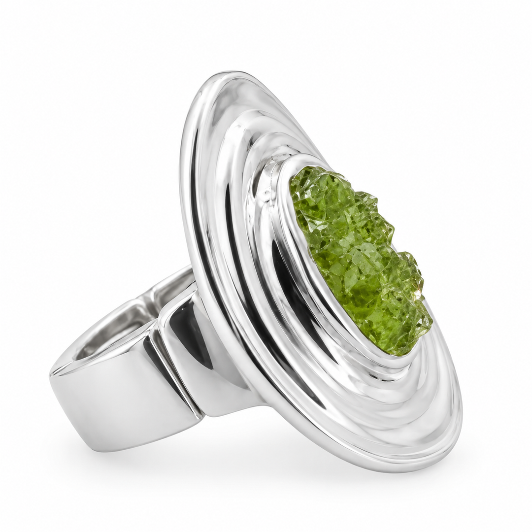 Bague élastique olivine ovale