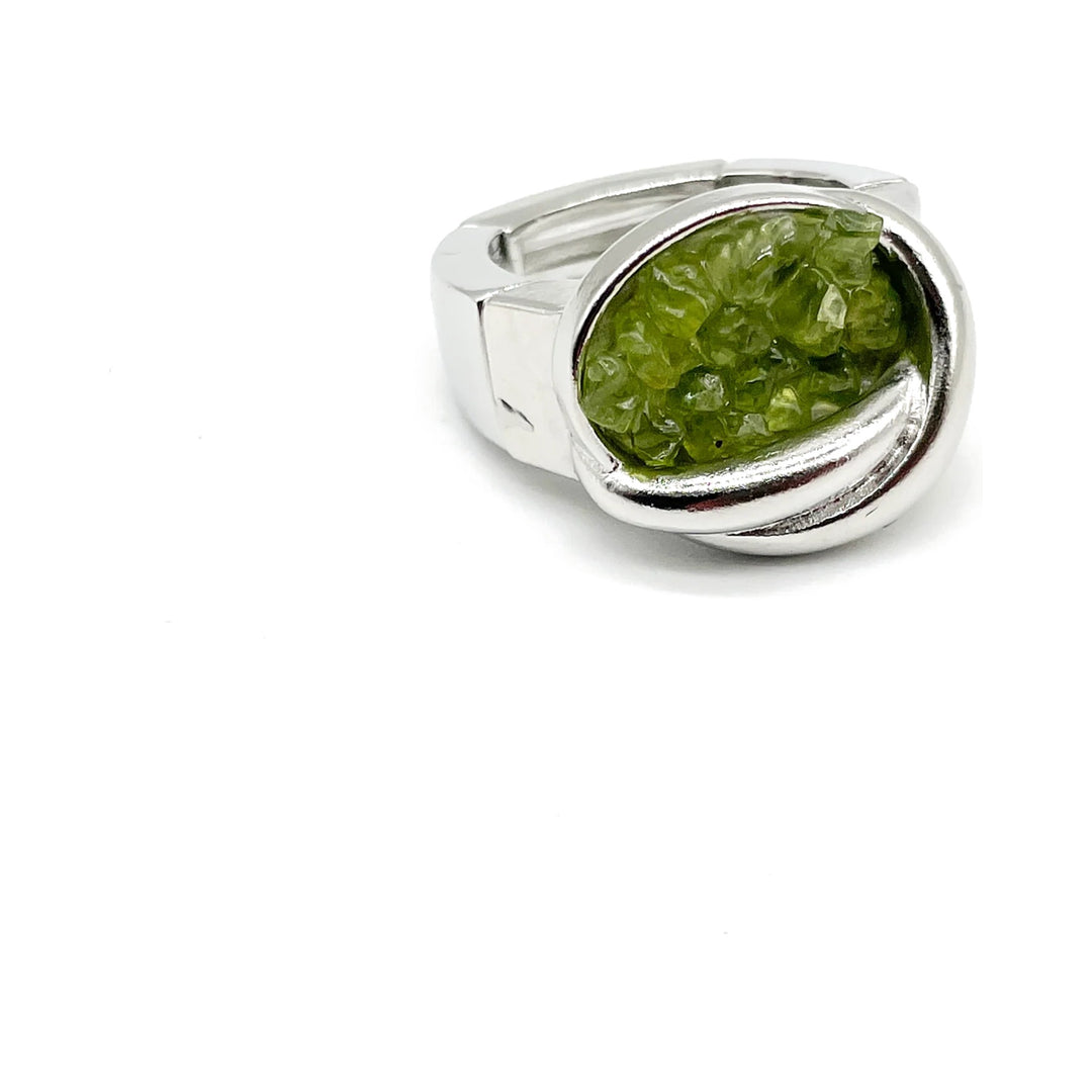 Anillo elástico con chips de olivina