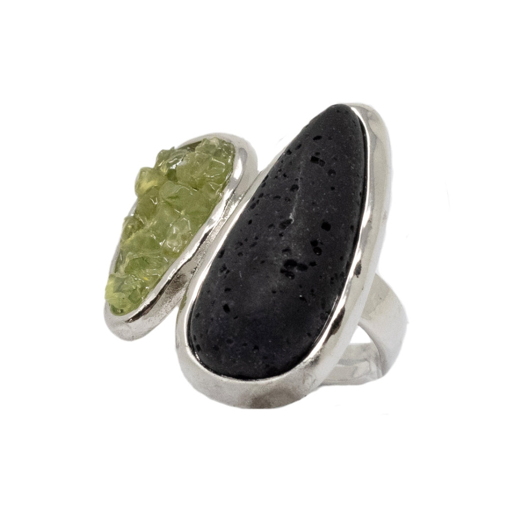 Lava and peridot adaptable ring