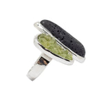 Load image into Gallery viewer, Lava and peridot adaptable ring
