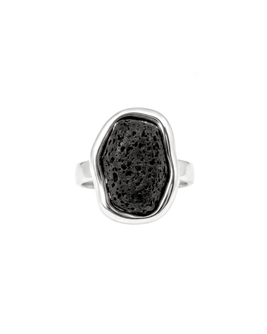 Anillo baño plata adaptable lava negra