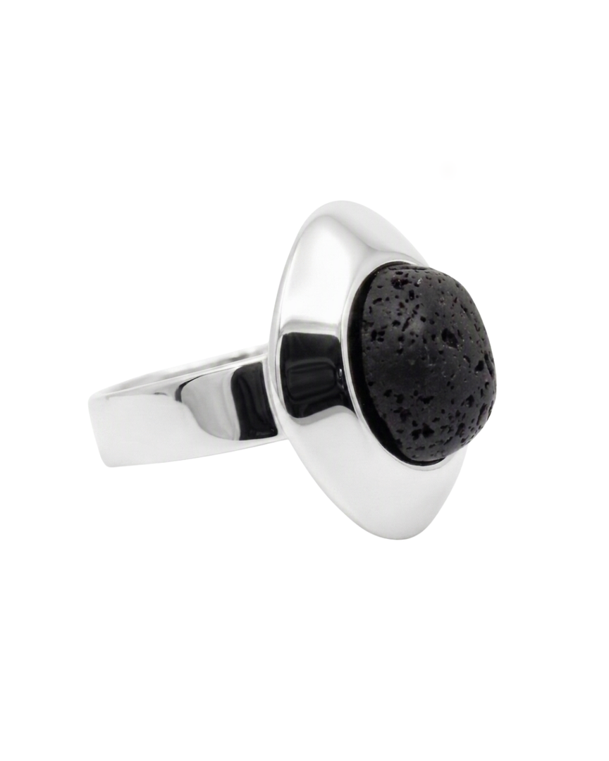 Anillo baño plata adaptable lava negra plana