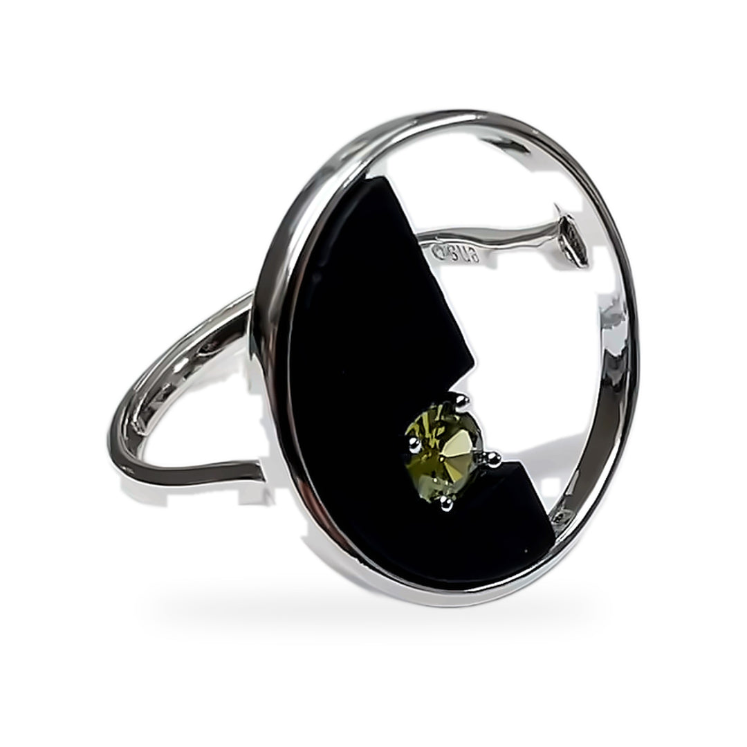 Olivin-Silberring-Set