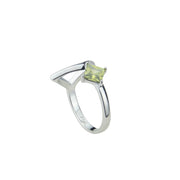 Sterling silver ring with peridot set in a rhombus shape II, another view