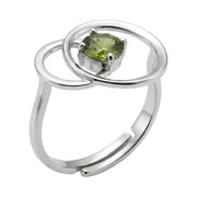 Anillo de plata con doble círculo de olivina II