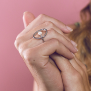 Sterling silver ring with pearl, another view