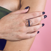 Sterling silver ring with palm wood, another view