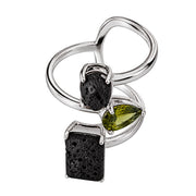 Anillo plata con lava y olivina Tectónica