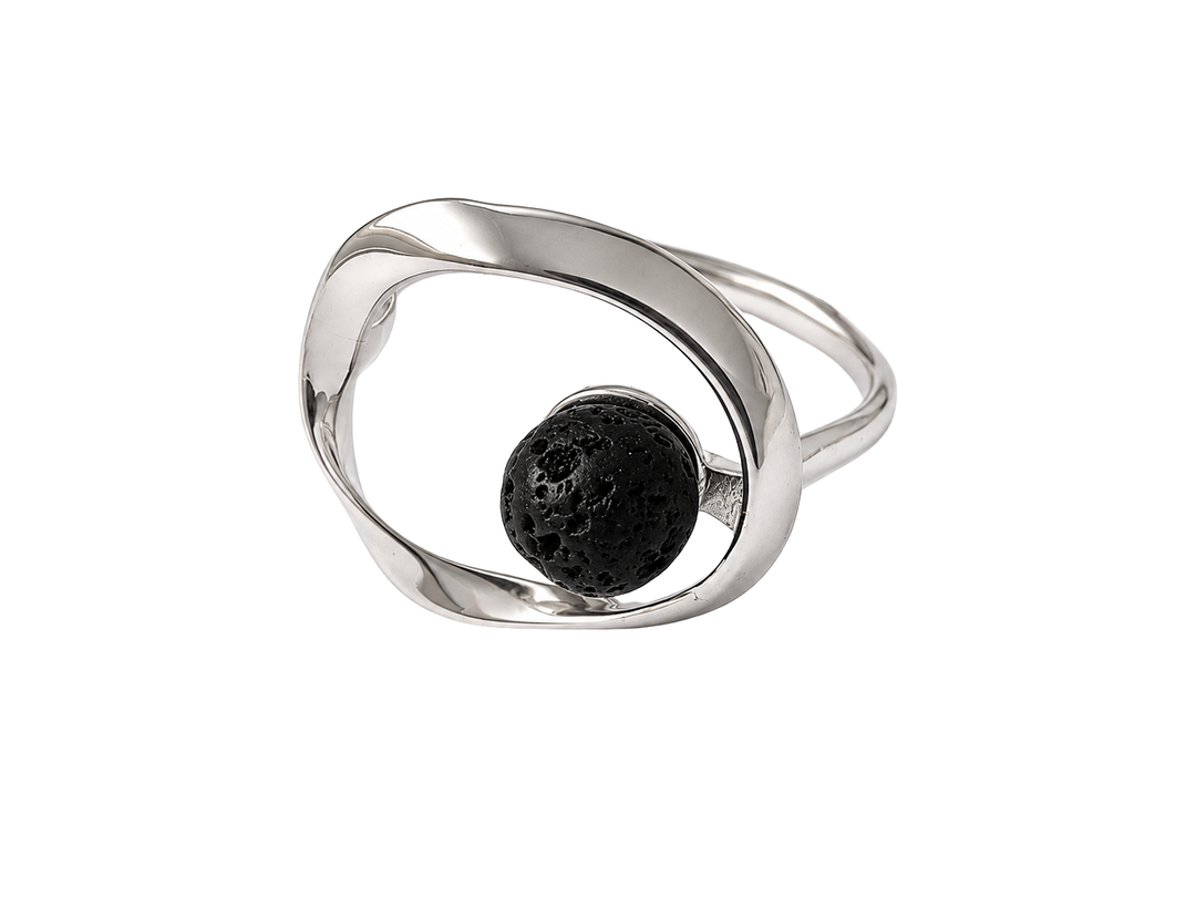 Anillo plata oval lava