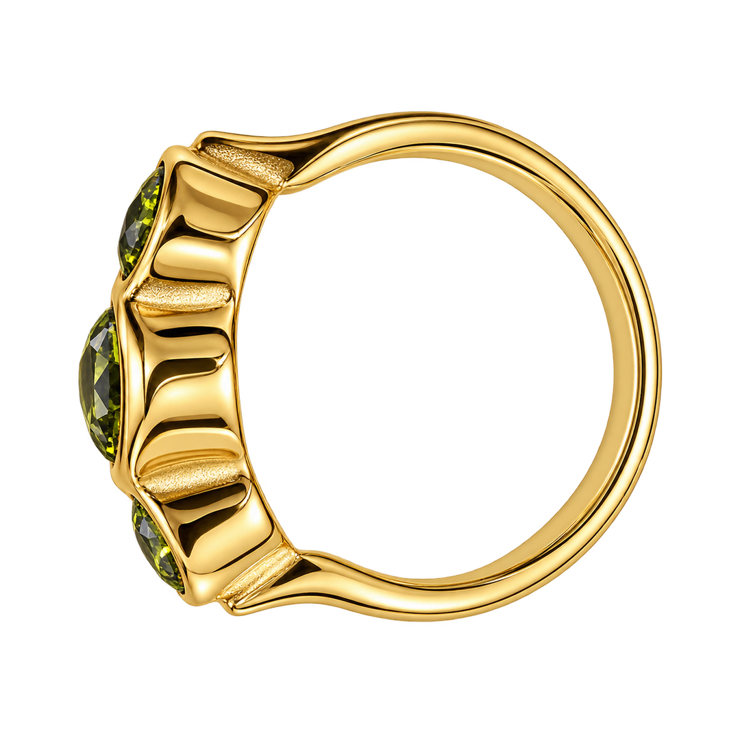 Anillo baño acero baño oro olivina