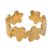 Gold-plated steel flower ring