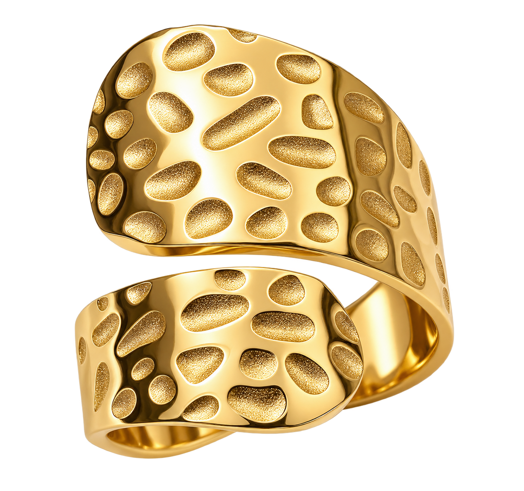 Anillo acero baño oro espiral adaptable