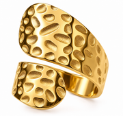 Adjustable gold-plated steel spiral ring