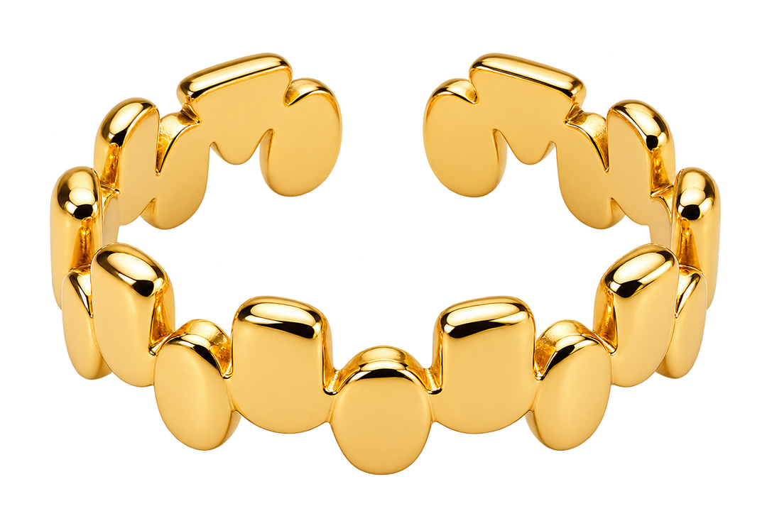 Adjustable gold-plated steel ring