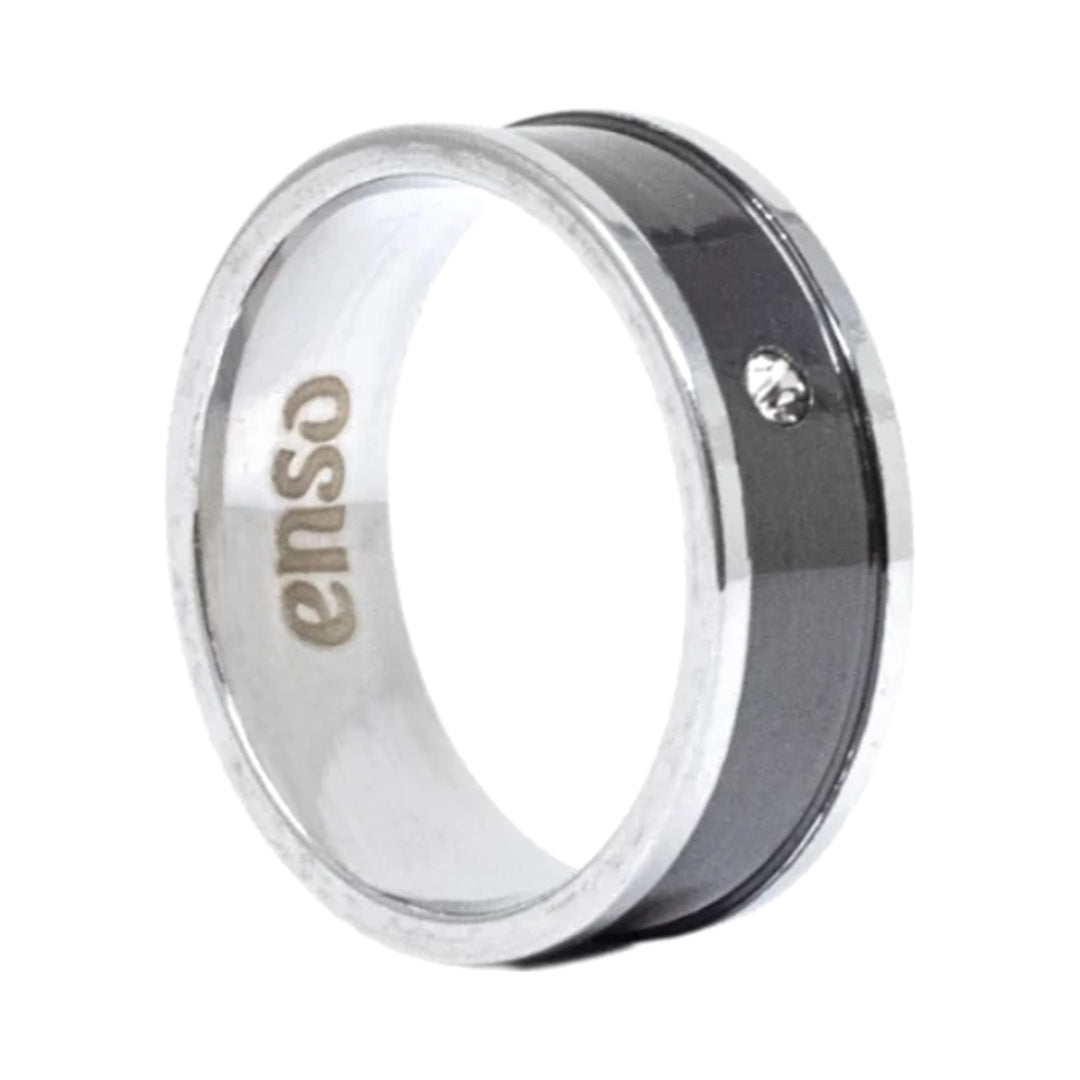 Anillo de hombre de acero con circonitas, otra vista