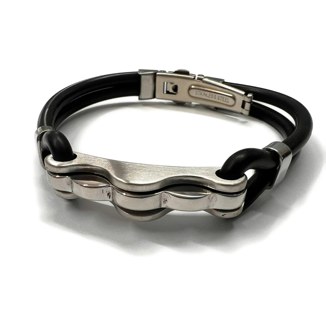 Brazalete caucho y acero 22 cm