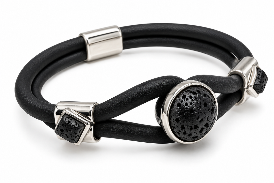 Unisex lava and rubber bracelet