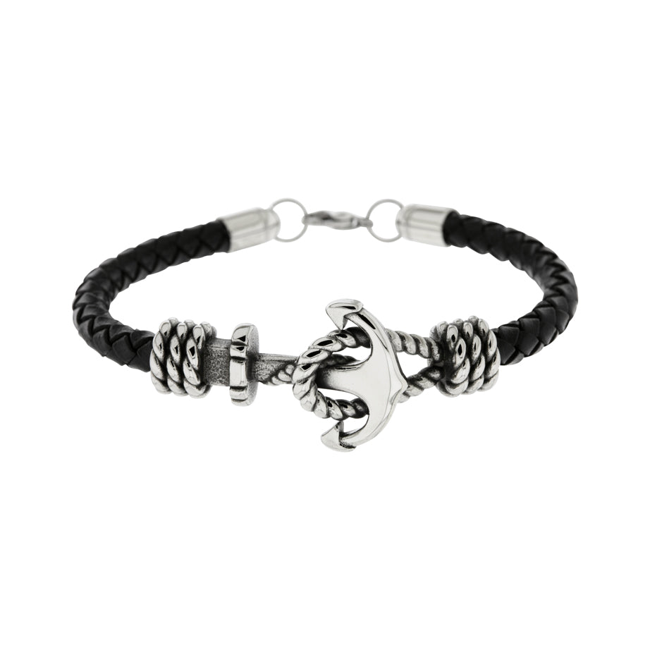 Pulsera con ancla plateada para hombre