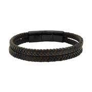 Pulsera de cuero marrón y azul para hombre