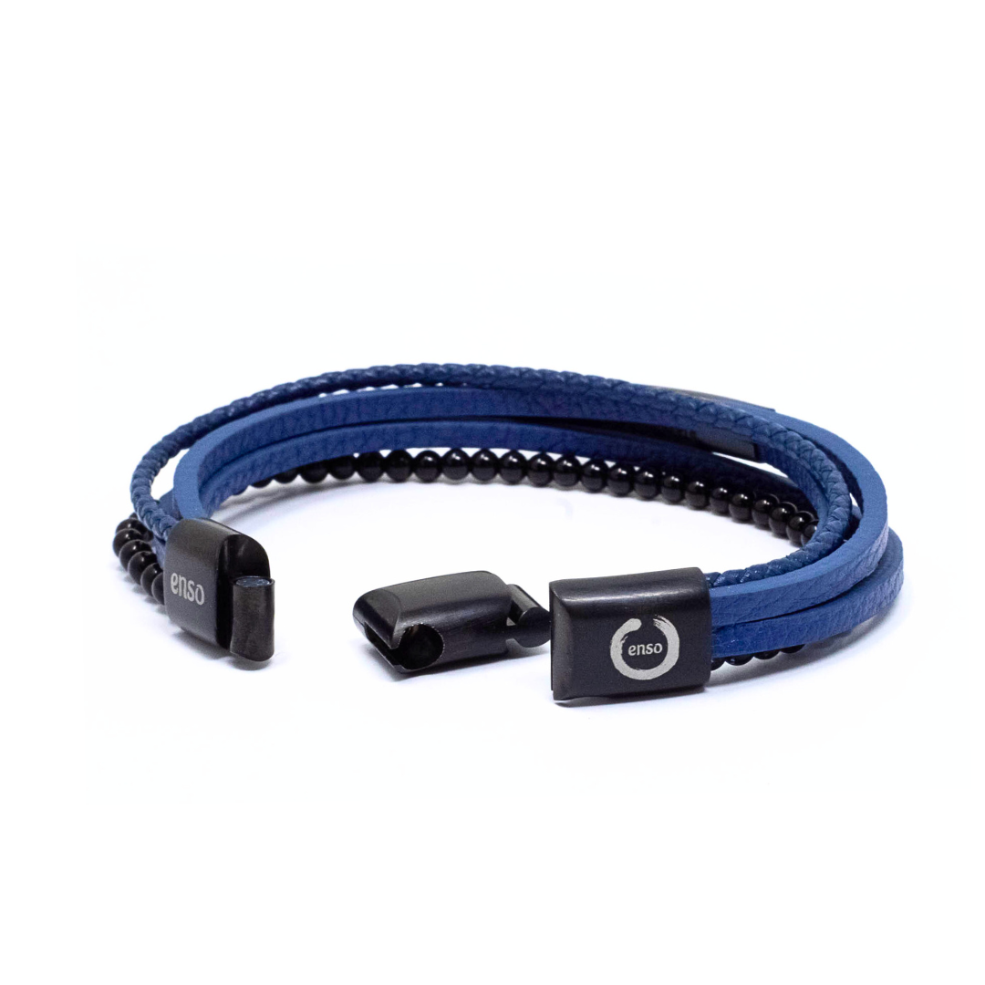 Brazalete cuatruple azul y bolas