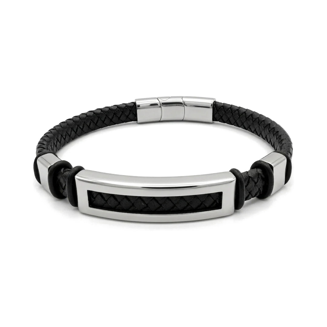 Pulsera de cuero y acero 316L para hombre