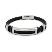 Men's leather and 316L steel bracelet