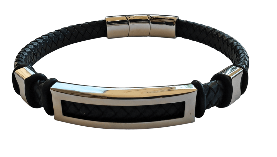 Brazalete cuero acero 316 y cuero