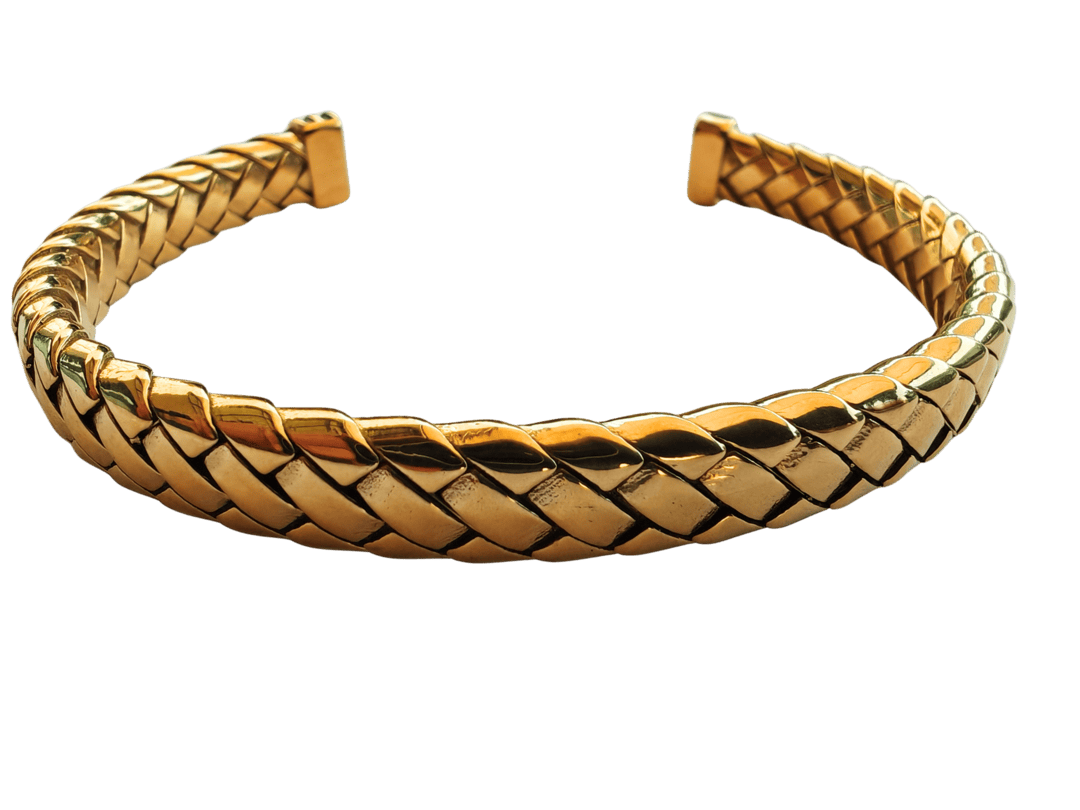 Brazalete acero baño de oro semirigido