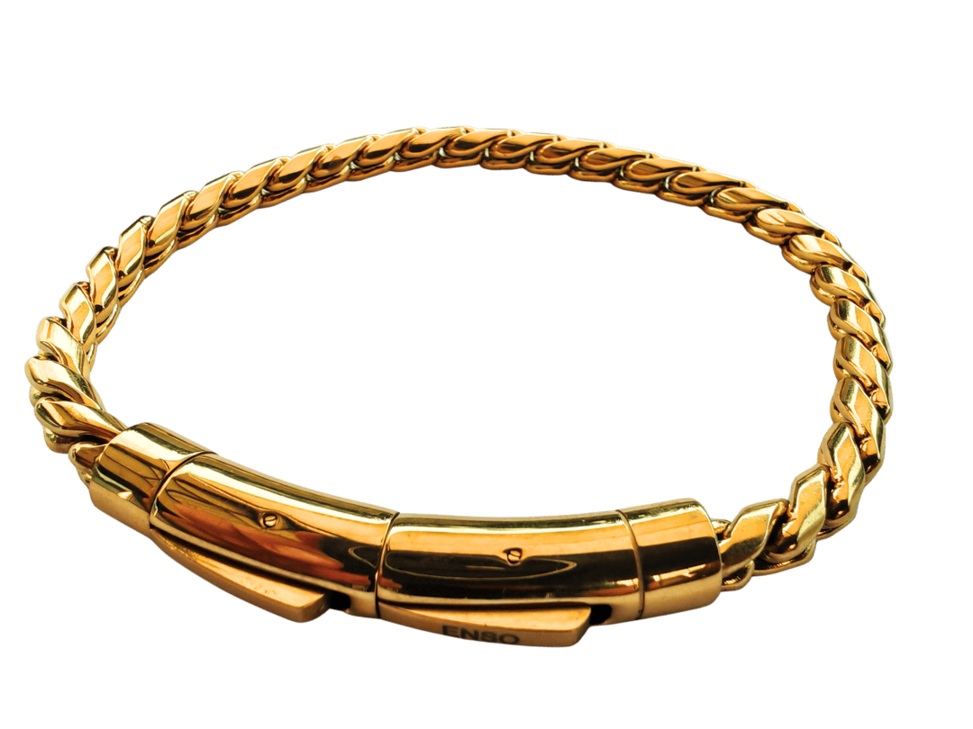 Brazalete acero baño de oro