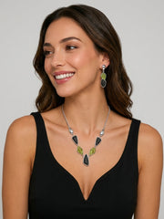 Boreal volcanic lava and peridot earrings