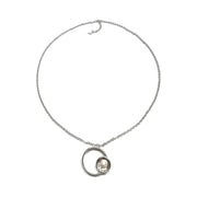 Silver ring pendant with pearl