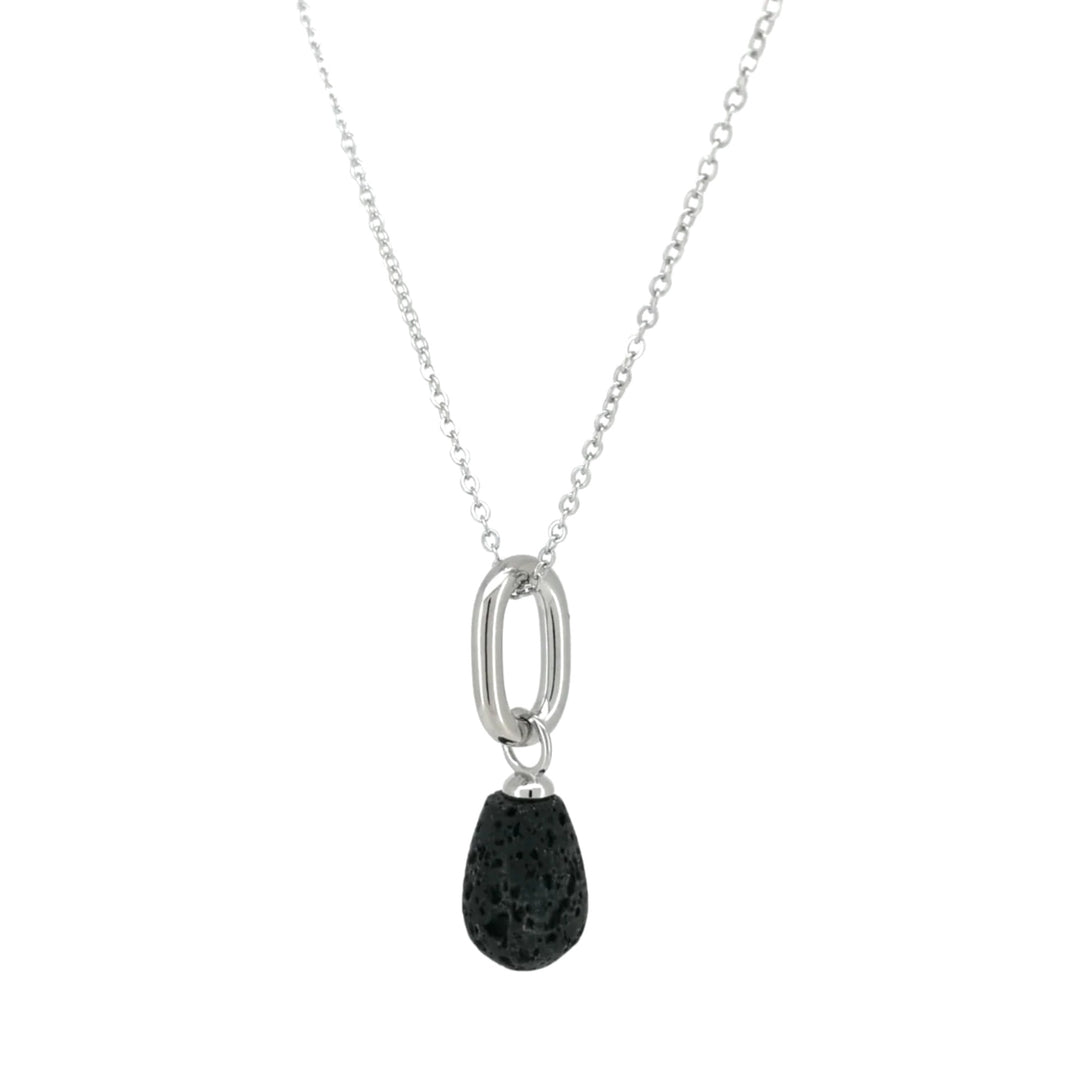 Colgante de plata en forma de gota con lava volcánica