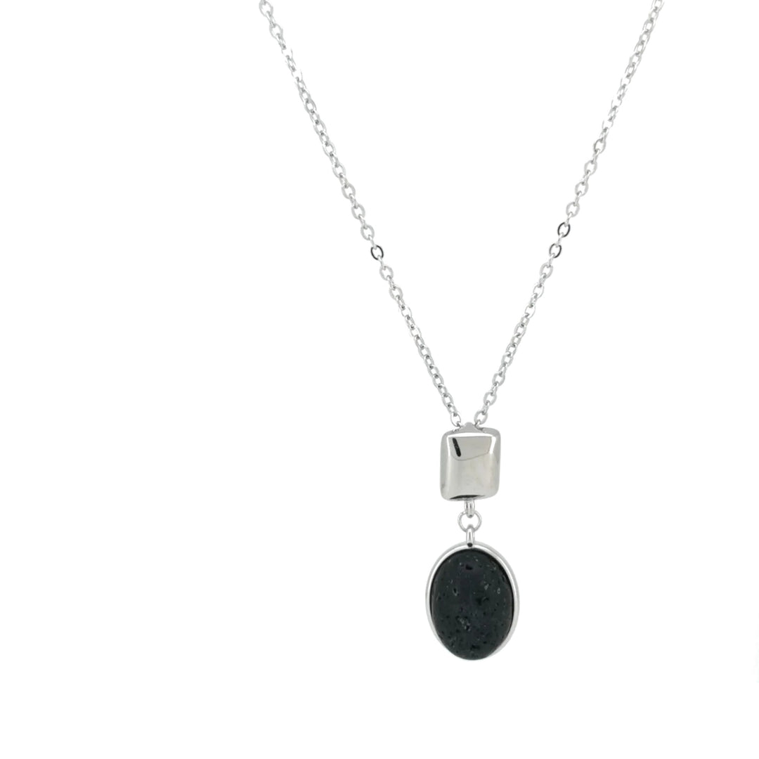 Colgante Lava Duo de plata con lava volcánica